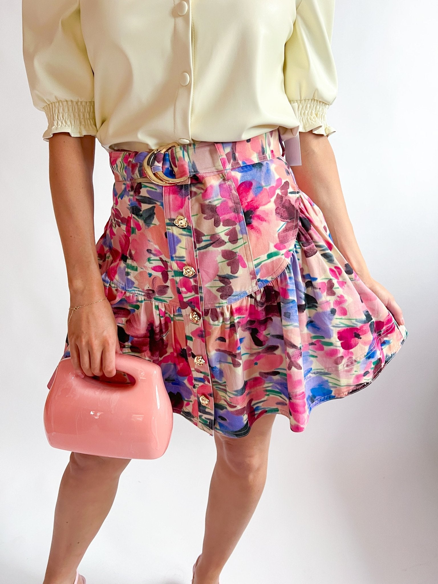 Isla Print Denim Skirt - Swoon Boutique New Orleans