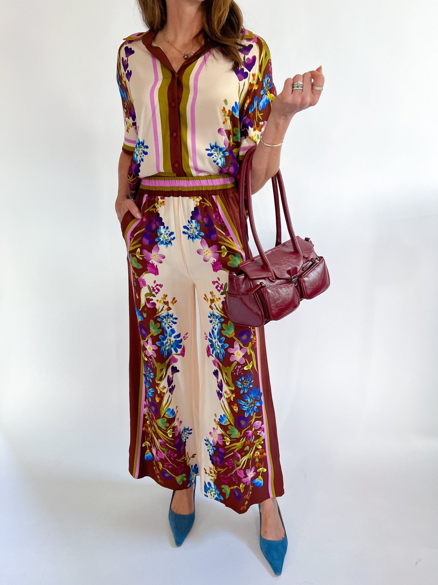 Ivory Floral Geri Pant - Swoon Boutique New Orleans
