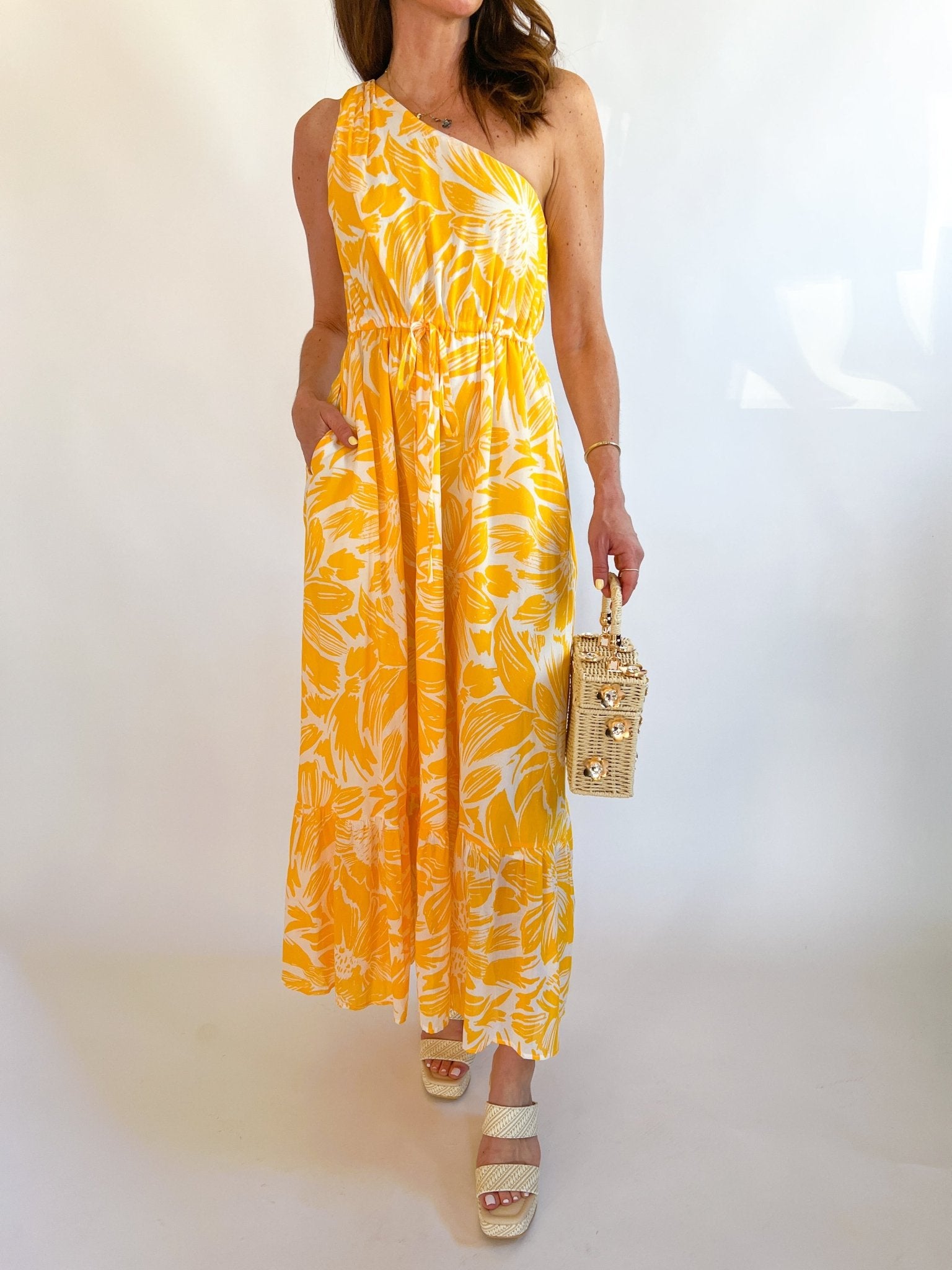 Joni Floral One Shoulder Maxi Dress - Swoon Boutique New Orleans