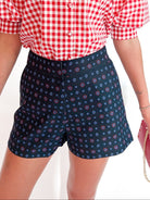 Blue multicolor scarf print shorts