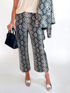 Snake print cropped wide-leg pants
