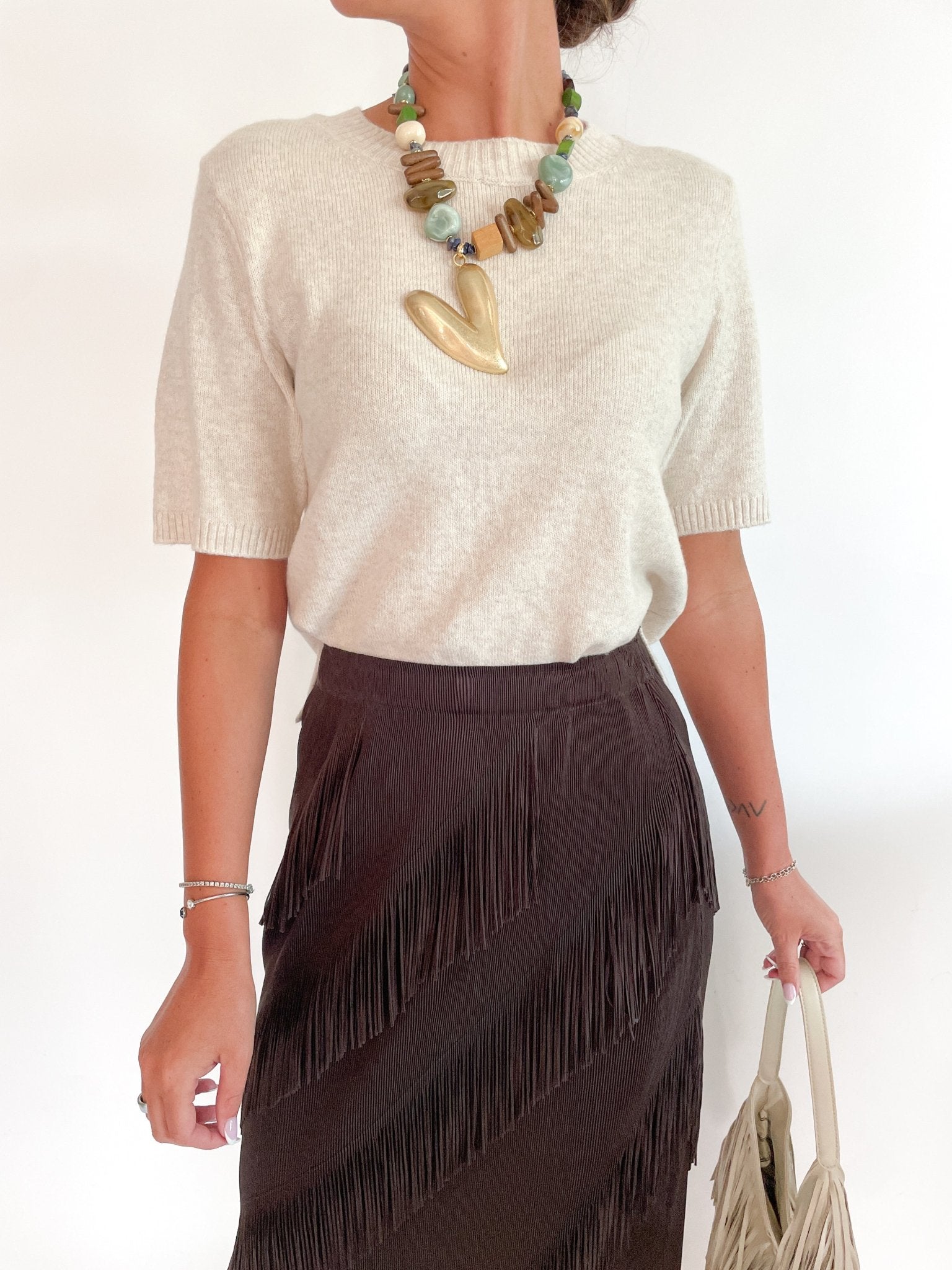 Kelly Plisse Fringe Skirt - Swoon Boutique New Orleans