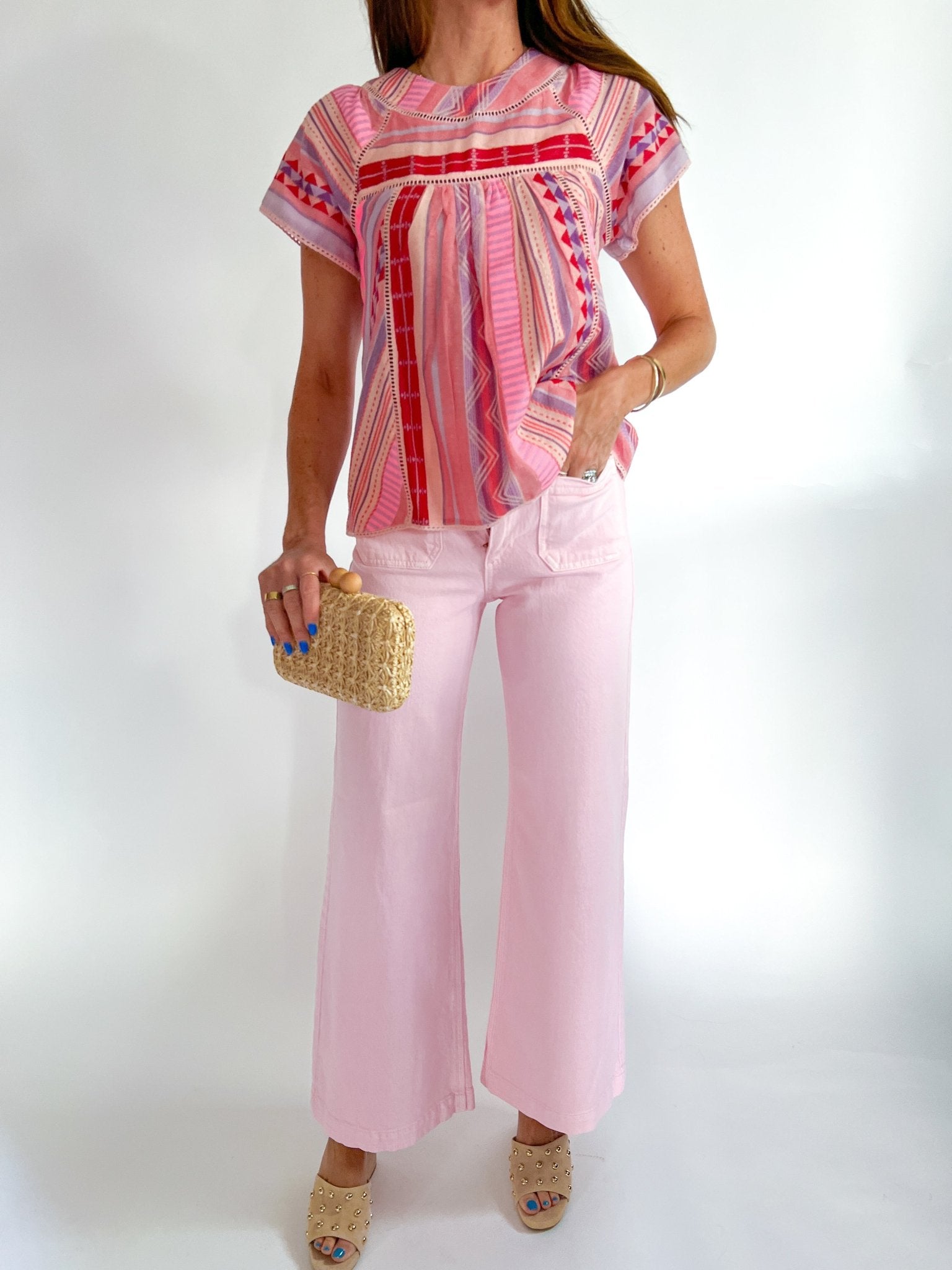 Kimberly Pink Multi Stripe Top - Swoon Boutique New Orleans