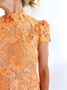 Lace Mock Neck Cap Sleeve Mini Dress - Swoon Boutique New Orleans