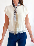 Lace Trim Hem Knit Top - Swoon Boutique New Orleans