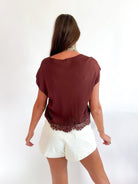 Lace Trim Hem Knit Top - Swoon Boutique New Orleans