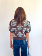 Leaf Print Knit Cardigan - Swoon Boutique New Orleans