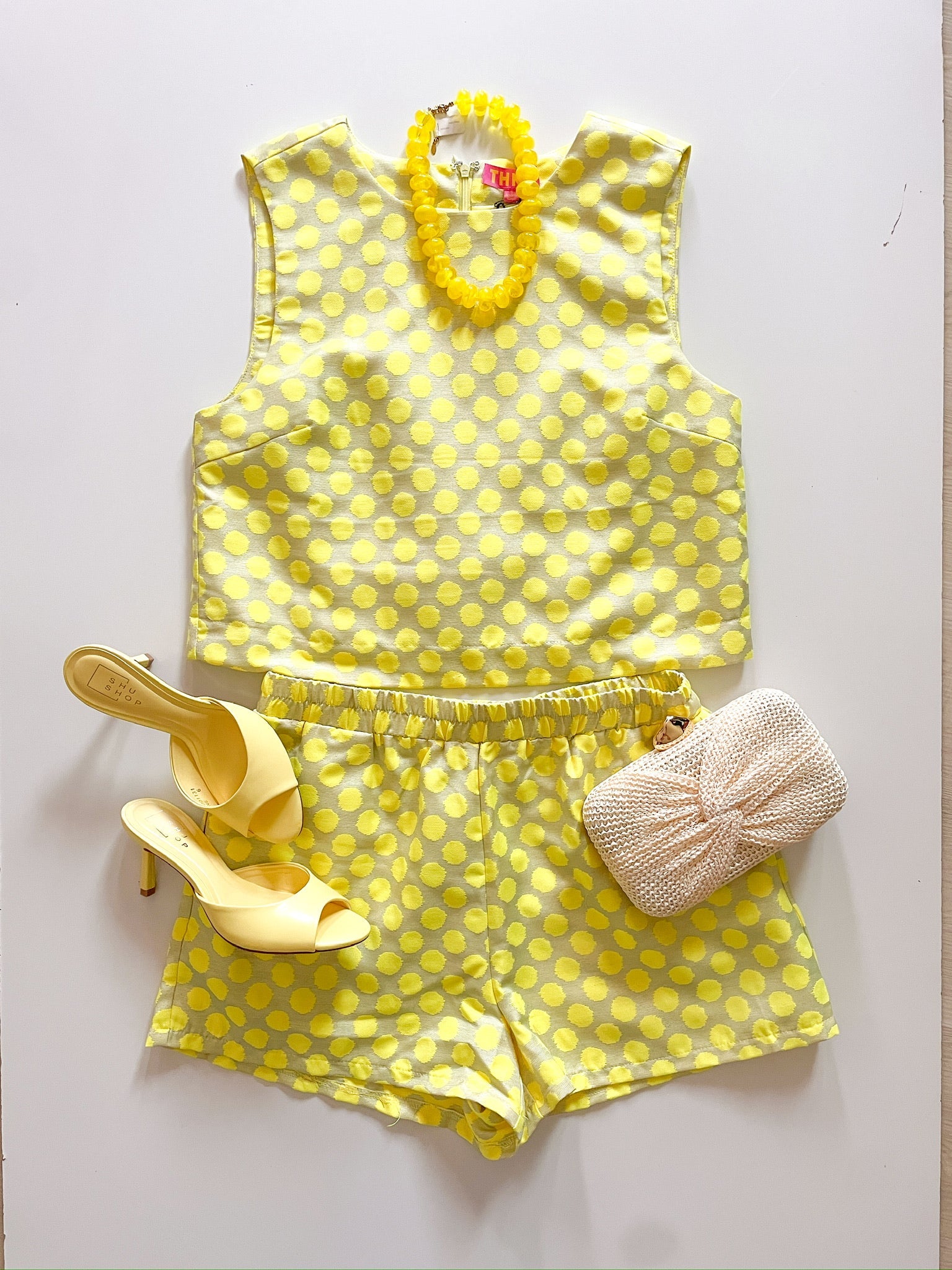 Lemon Dot Crop Top & Short Set - Swoon Boutique New Orleans
