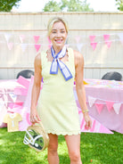 Lemon Scuba Scalloped Mini Dress - Swoon Boutique New Orleans