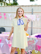 Lemon Striped Shirt Dress - Swoon Boutique New Orleans
