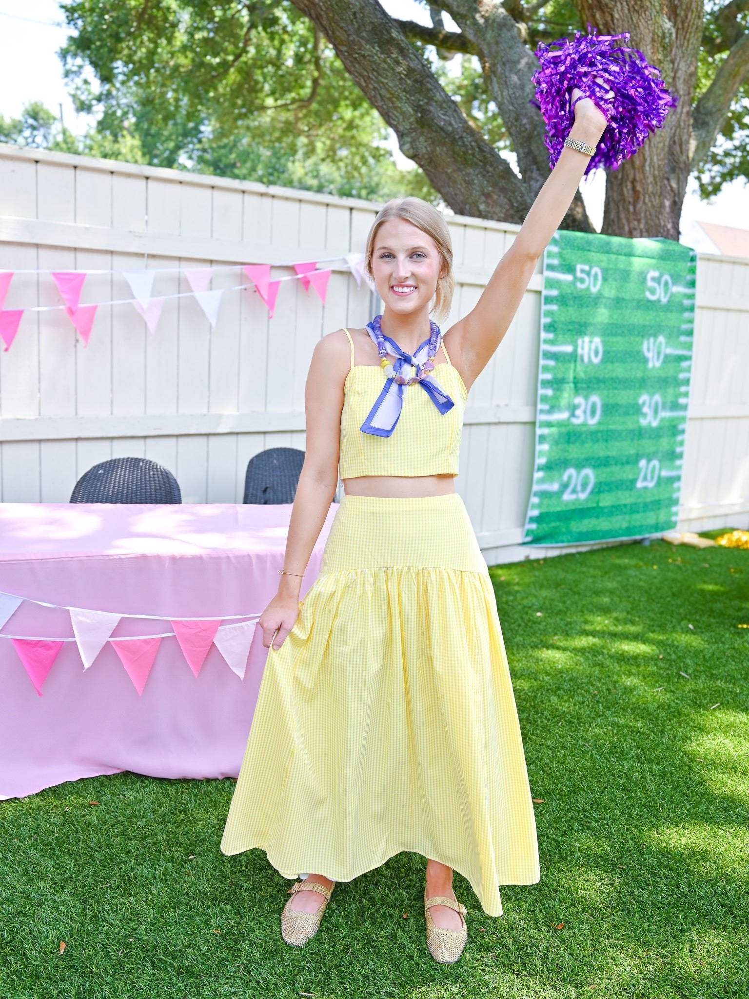 Yellow cami top and midi skirt set