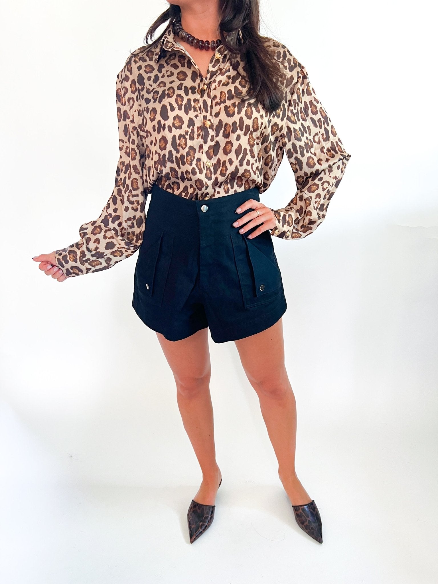 Leopard Button Down Blouse - Swoon Boutique New Orleans