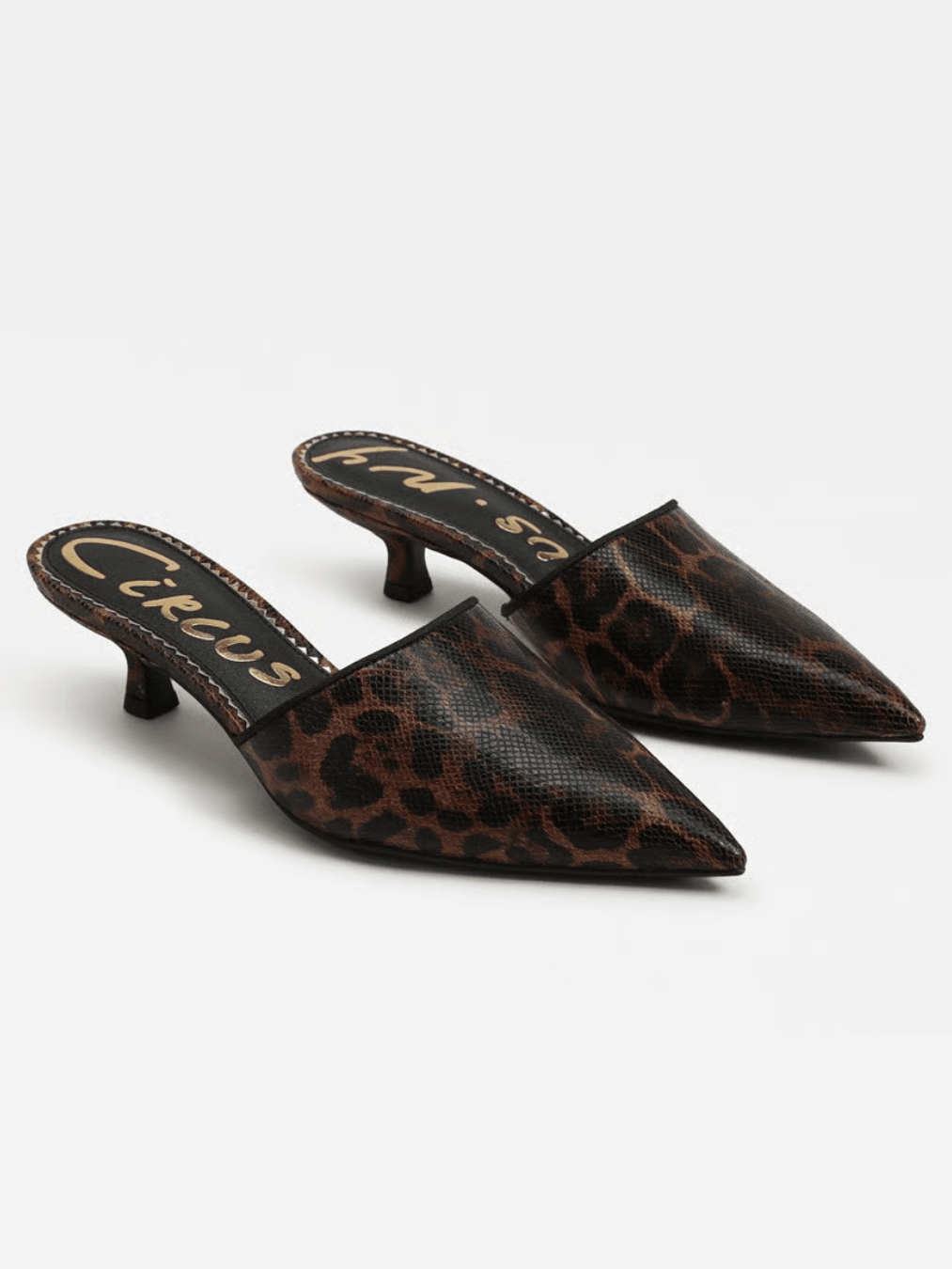 Animal print leopard kitten heel mule