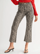 Animal print high-rise crop flare jeans