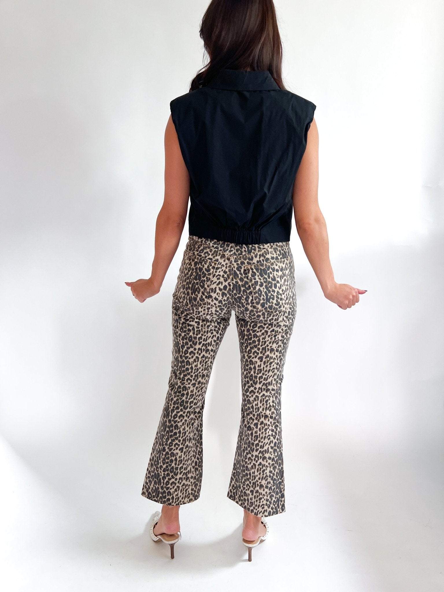 Leopard High Rise Crop Flare Jeans - Swoon Boutique New Orleans