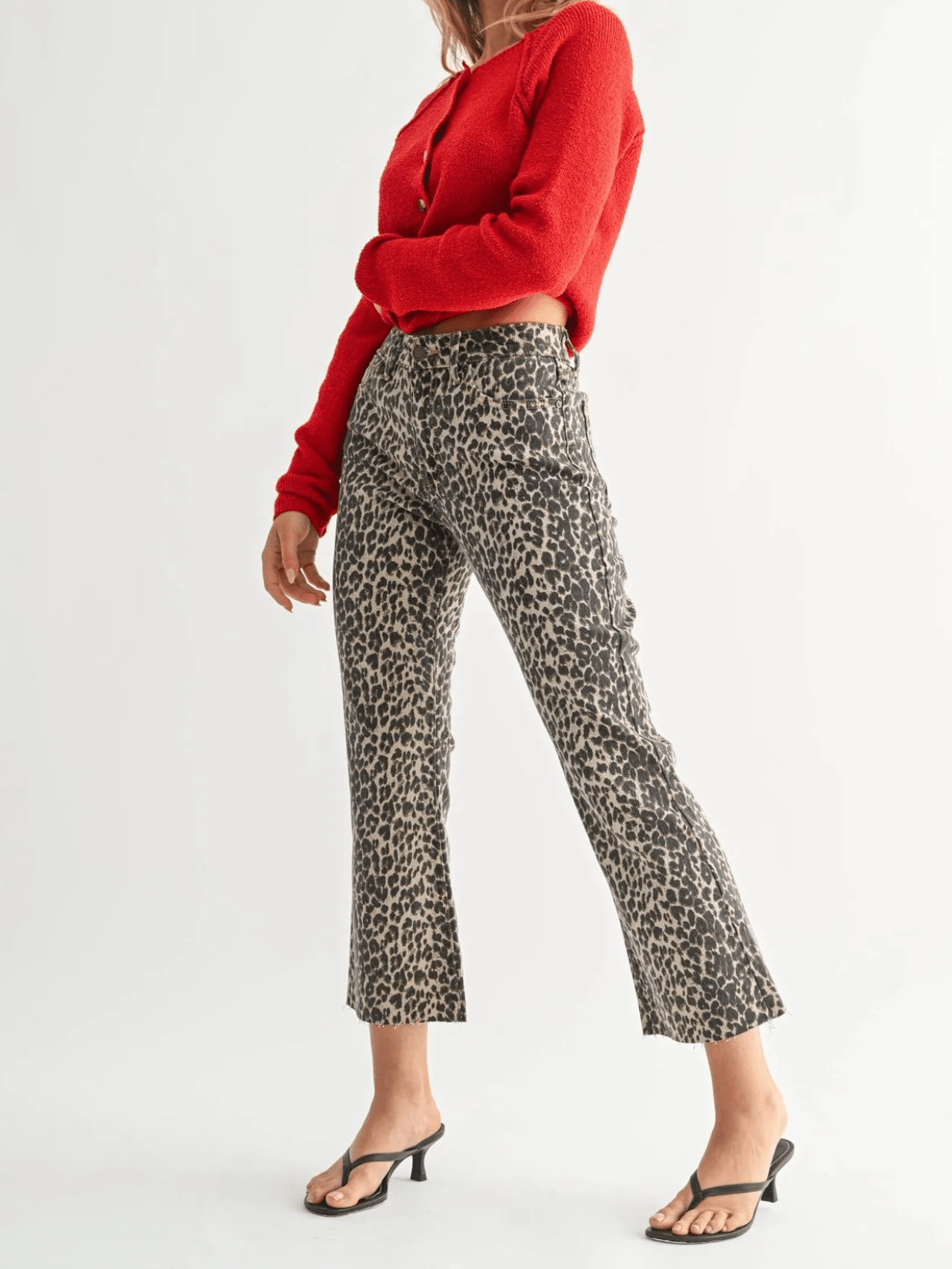 Leopard High Rise Crop Flare Jeans - Swoon Boutique New Orleans
