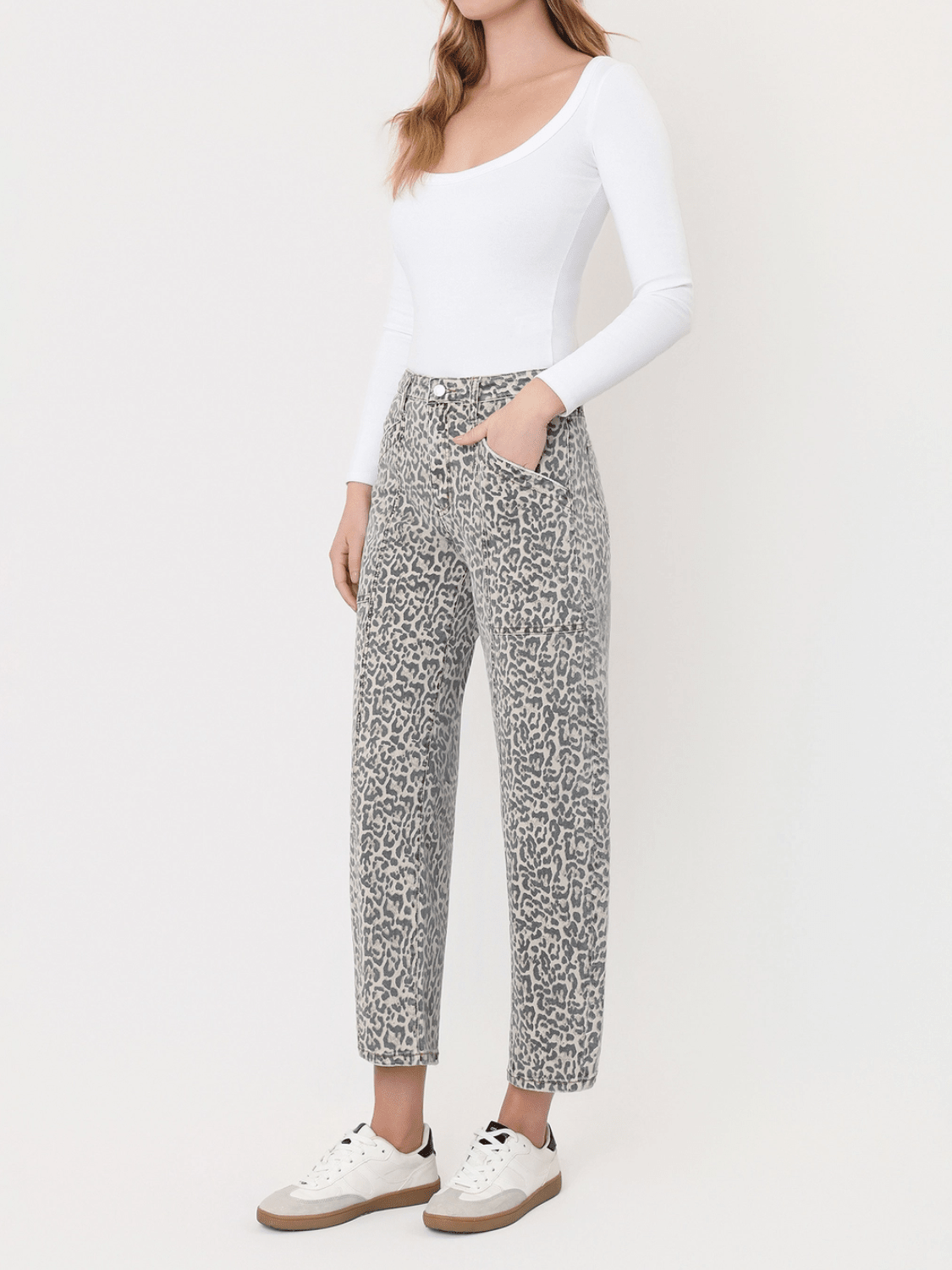 Leopard Utility Barrel Jeans - Swoon Boutique New Orleans