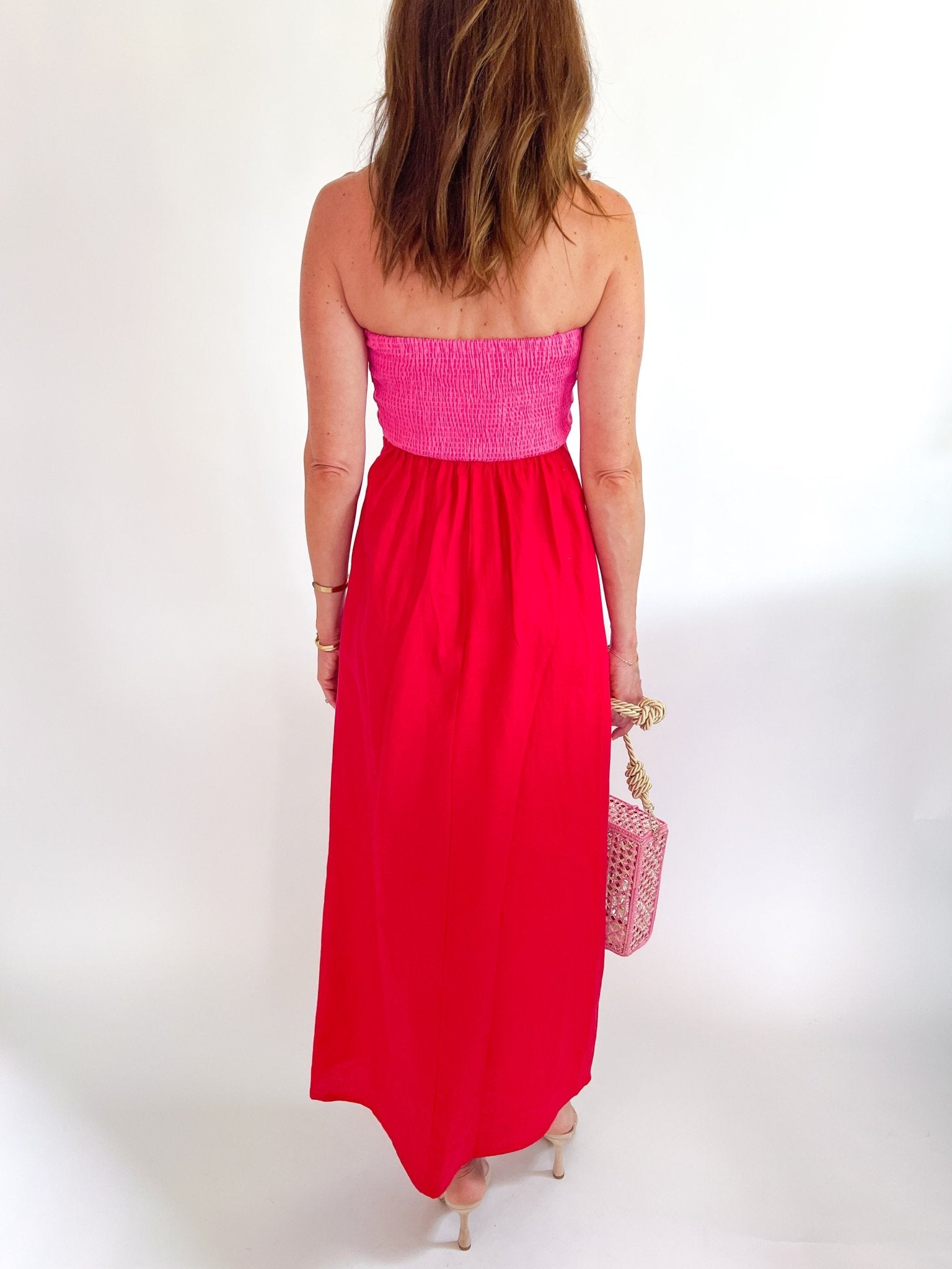 Linen Colorblock Bustier Maxi Dress - Swoon Boutique New Orleans