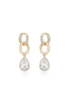 Gold-plated linked crystal drop earrings