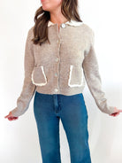 Lovely Collared Cardigan With Patch Pockets - Swoon Boutique New Orleans