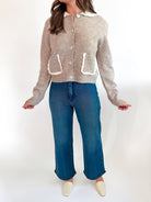 Lovely Collared Cardigan With Patch Pockets - Swoon Boutique New Orleans