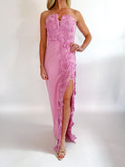 Low V Strapless Maxi Dress with Slit - Swoon Boutique New Orleans