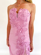 Low V Strapless Maxi Dress with Slit - Swoon Boutique New Orleans