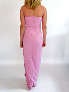 Low V Strapless Maxi Dress with Slit - Swoon Boutique New Orleans