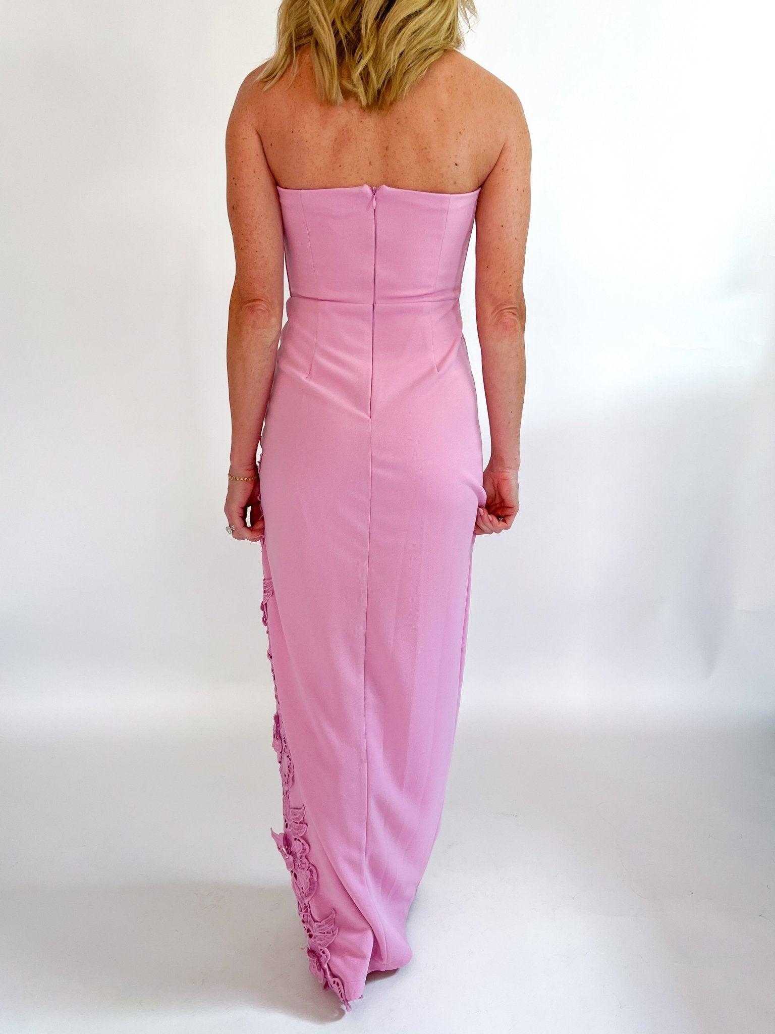Low V Strapless Maxi Dress with Slit - Swoon Boutique New Orleans