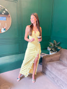 Low V Strapless Maxi Dress with Slit - Swoon Boutique New Orleans