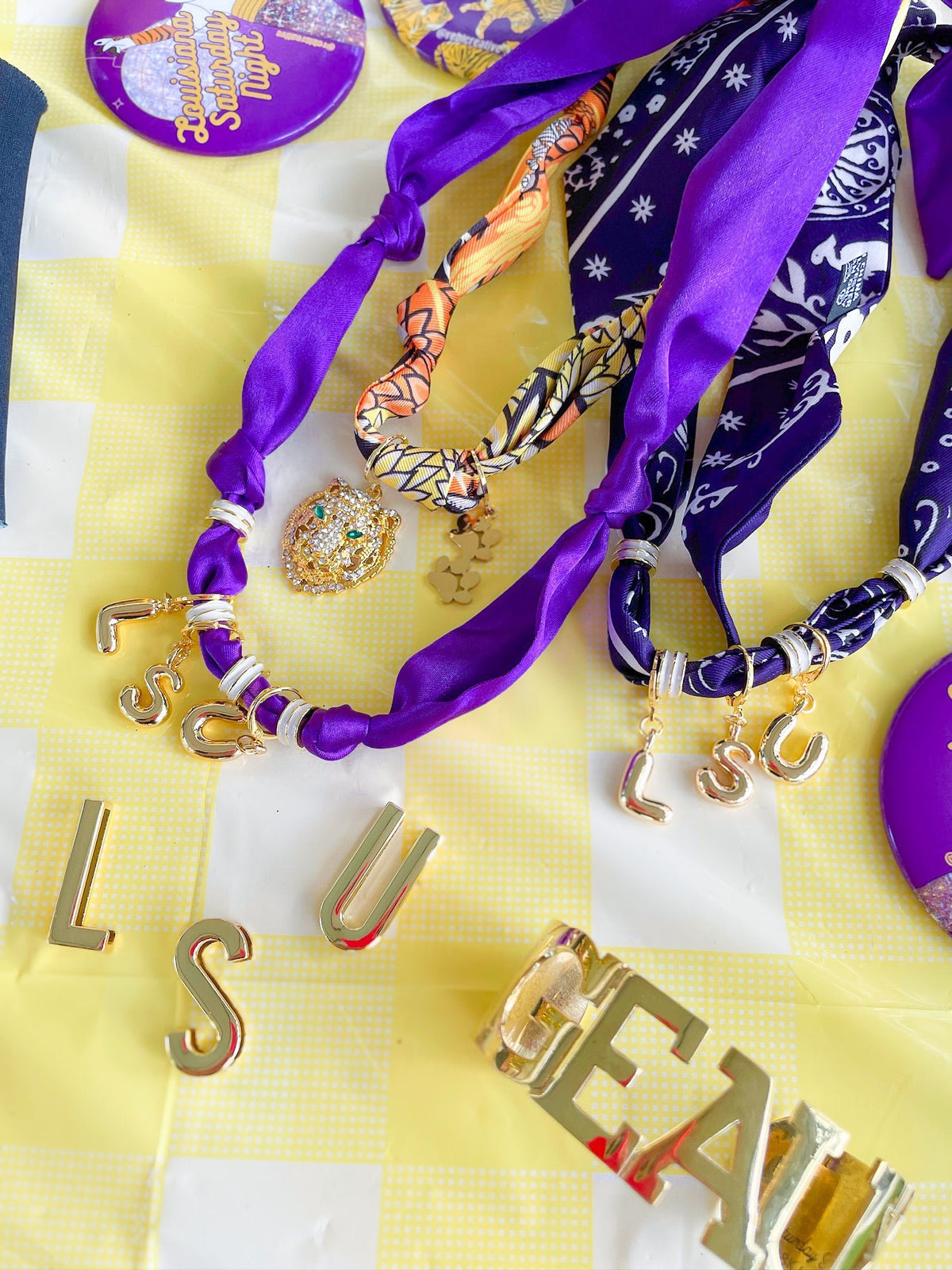 LSU Scarf Necklace - Swoon Boutique New Orleans