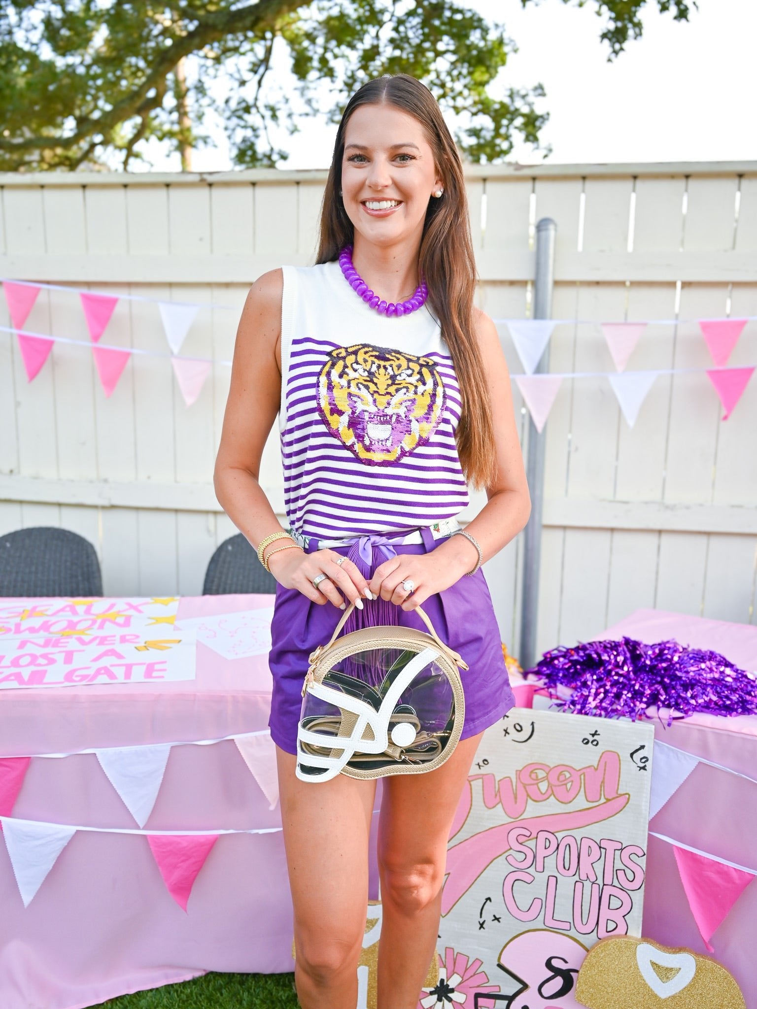 Lsu Sequin Tiger Knit Tank - Swoon Boutique New Orleans