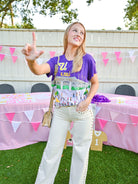 LSU Tiger Stadium graphic tee with sequin accents