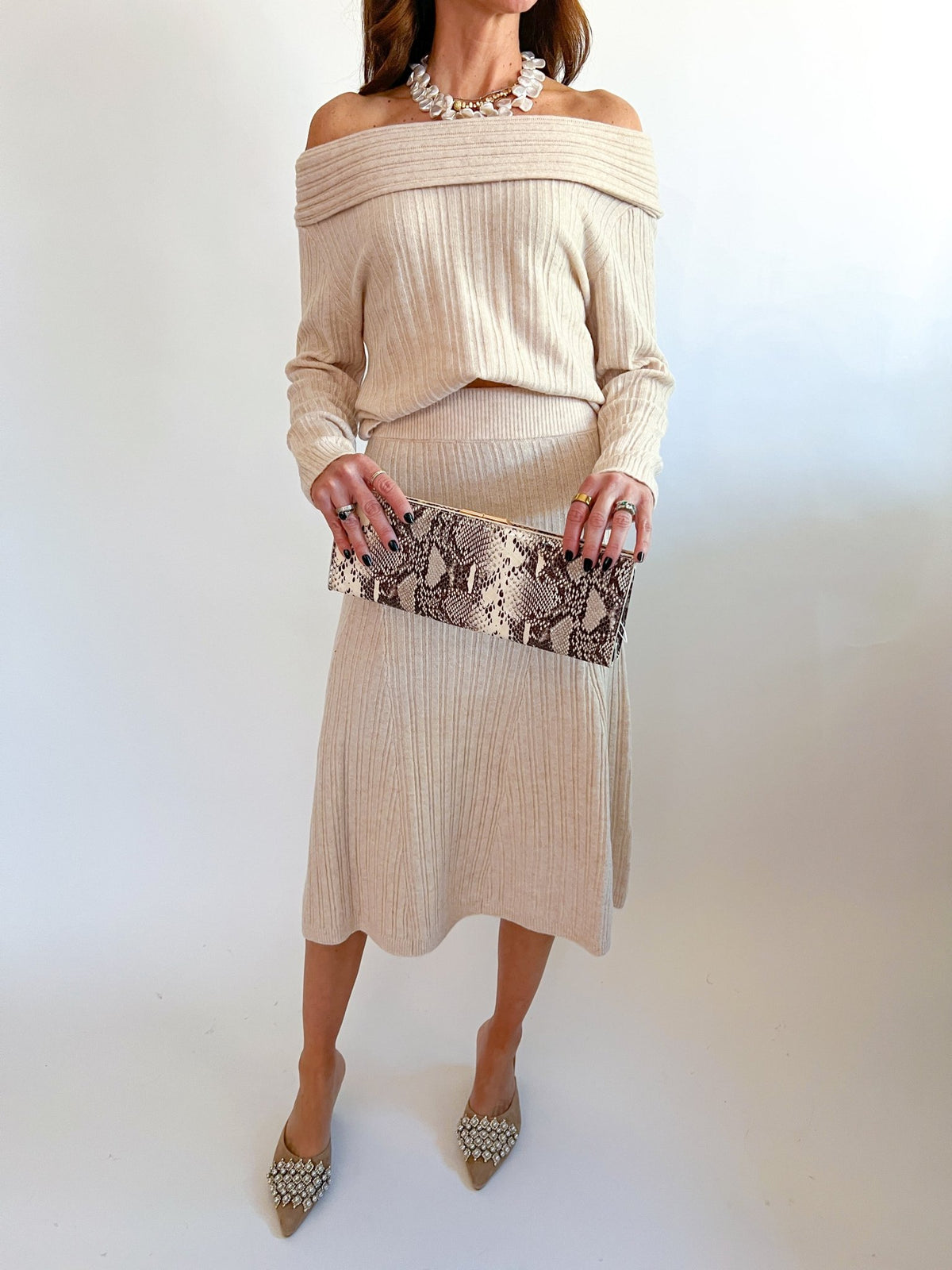Lucien Knit Off Shoulder Relaxed Pullover - Swoon Boutique New Orleans