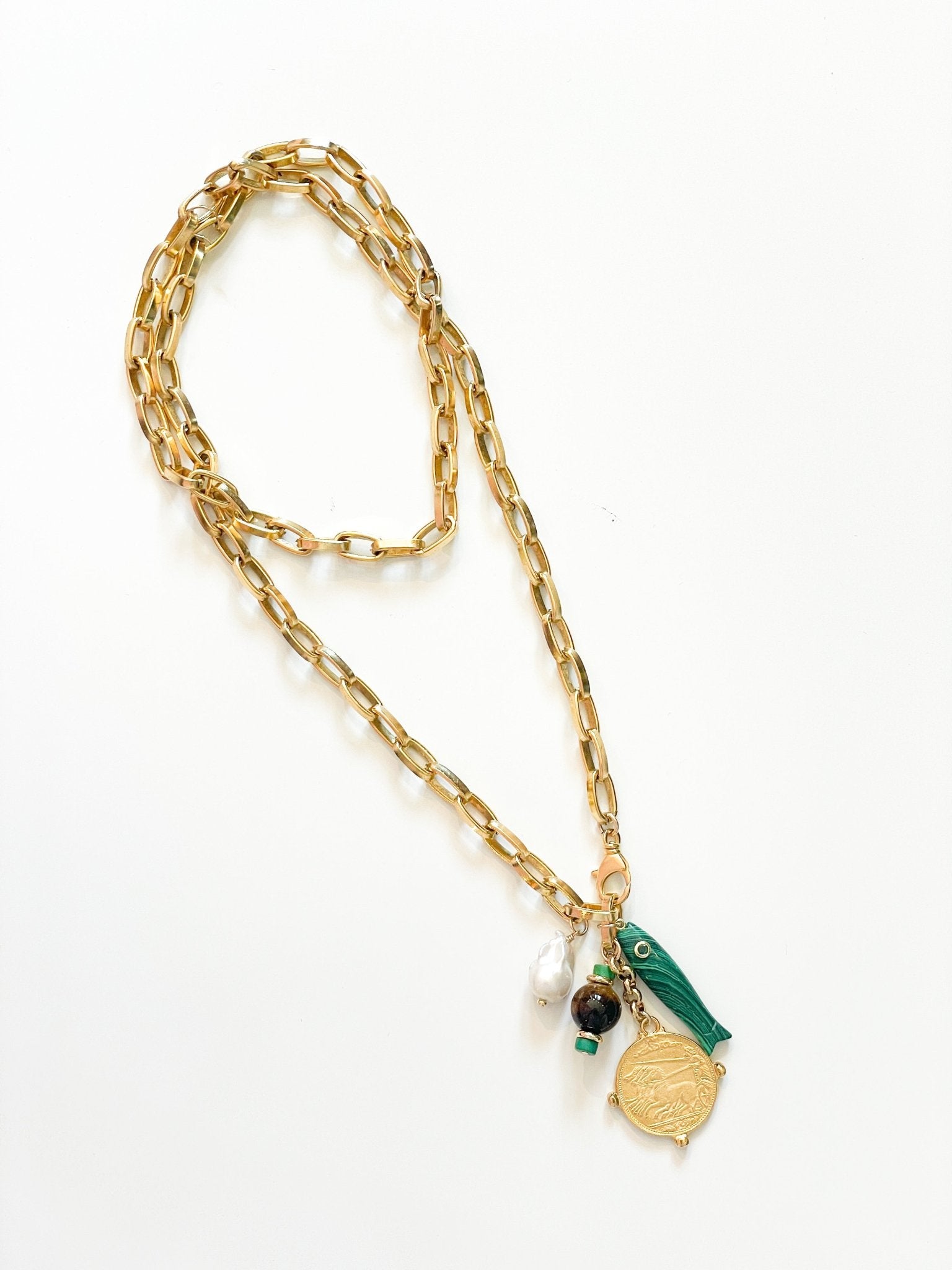Lucky Fish Malachite Chandelier Necklace - Swoon Boutique New Orleans