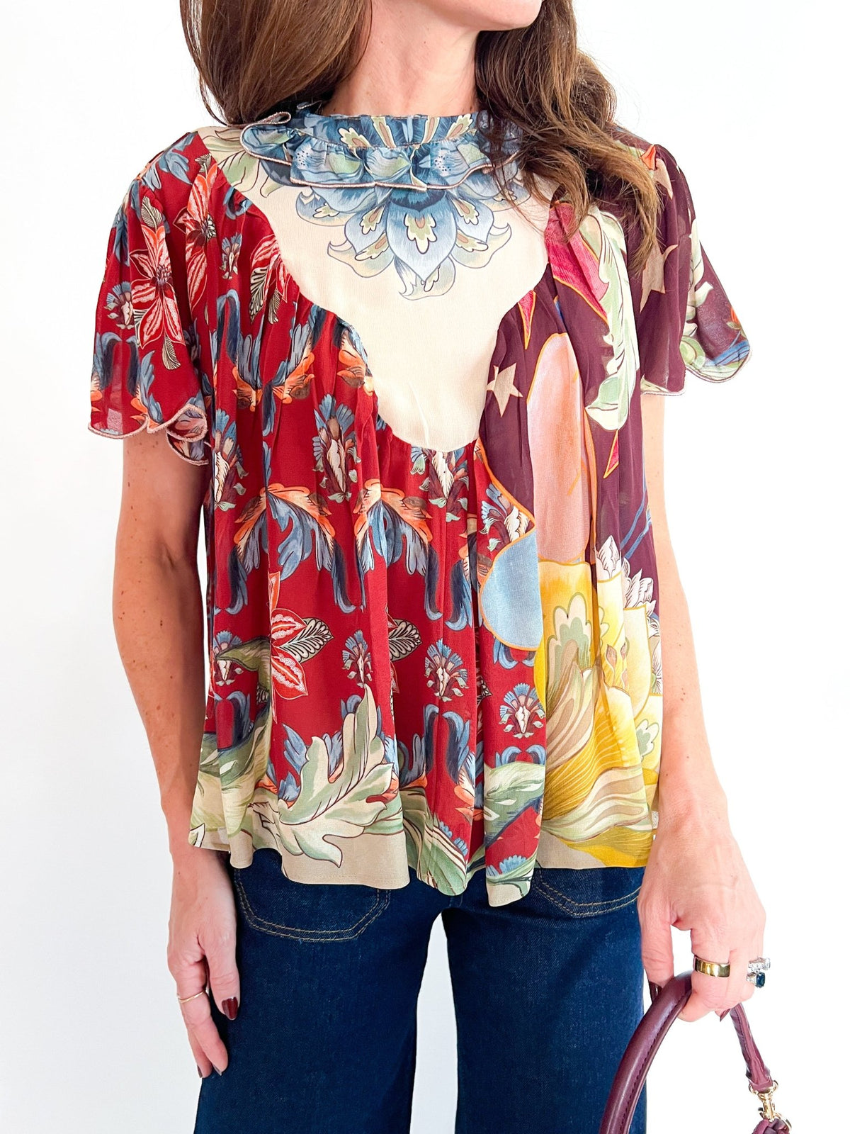Lunar Boho Multicolor Short Sleeve Blouse - Swoon Boutique New Orleans
