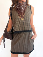 Madison Houndstooth Sleeveless Top - Swoon Boutique New Orleans
