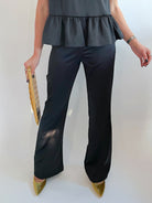 Maelys Stretch Satin Tailored Flare Trousers - Swoon Boutique New Orleans