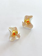 Gold floral stud earrings
