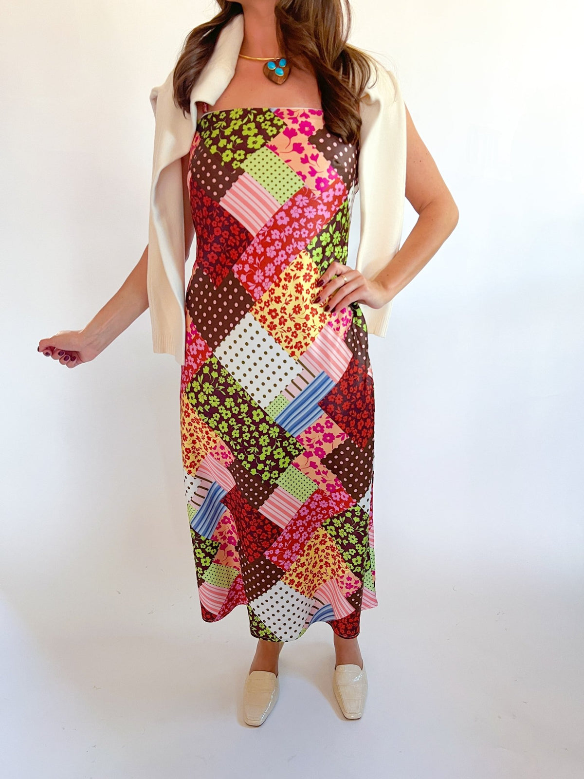 Maple Patchwork Print Midi Dress - Swoon Boutique New Orleans