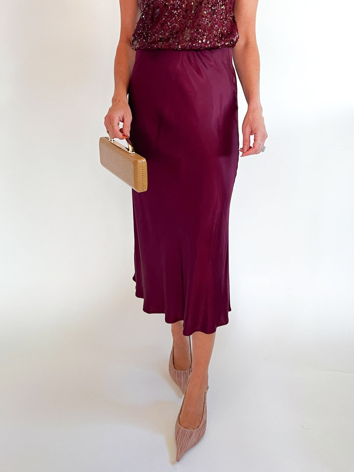 Merlot Mia Bias Skirt - Swoon Boutique New Orleans