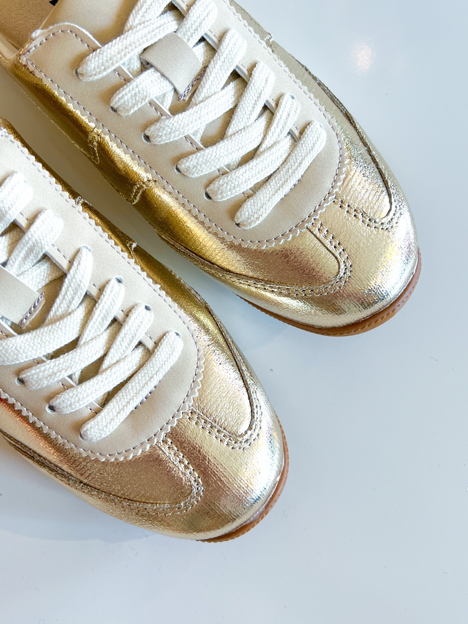 Metallic Gold Lace-Up Slide Sneaker - Swoon Boutique New Orleans