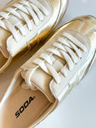 Metallic Gold Lace-Up Slide Sneaker - Swoon Boutique New Orleans
