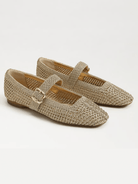 Gold knit flat with round toe