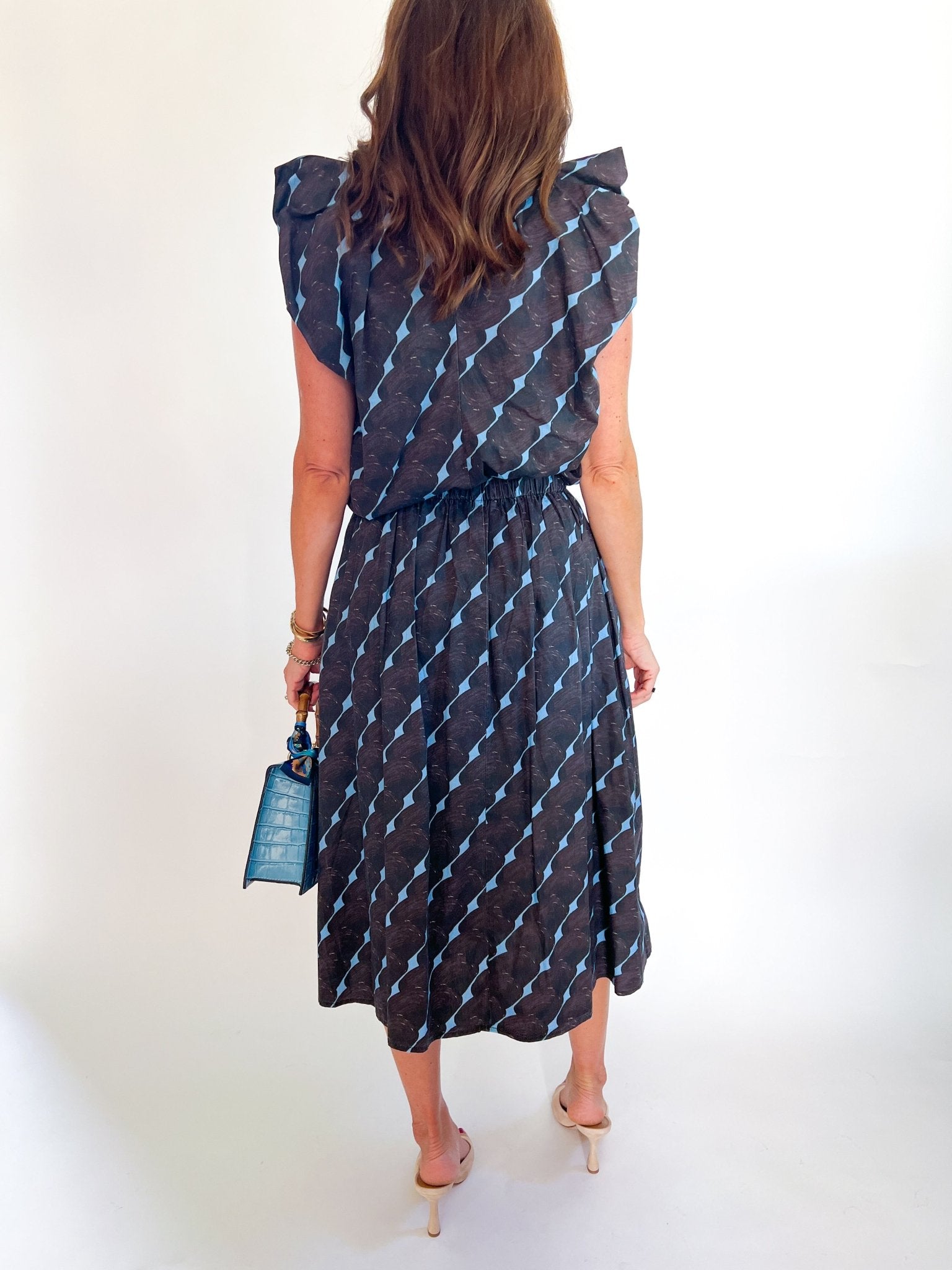 Midnight Abstract Puff Sleeve Blouse - Swoon Boutique New Orleans