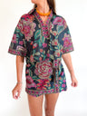 Floral collared top with short sleeves