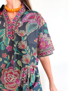 Midnight Bloom Collared Top - Swoon Boutique New Orleans