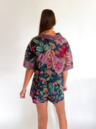 Midnight Bloom Collared Top - Swoon Boutique New Orleans