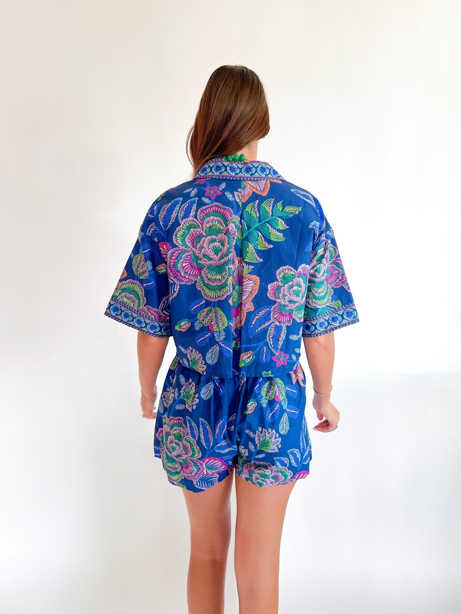 Midnight Bloom Collared Top - Swoon Boutique New Orleans