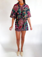 Midnight Bloom Collared Top - Swoon Boutique New Orleans
